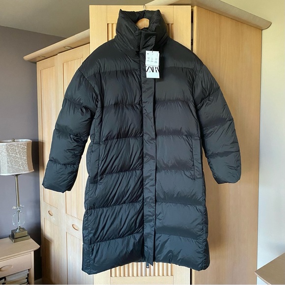 Zara long down feather puffer jacket black - Picture 5 of 16